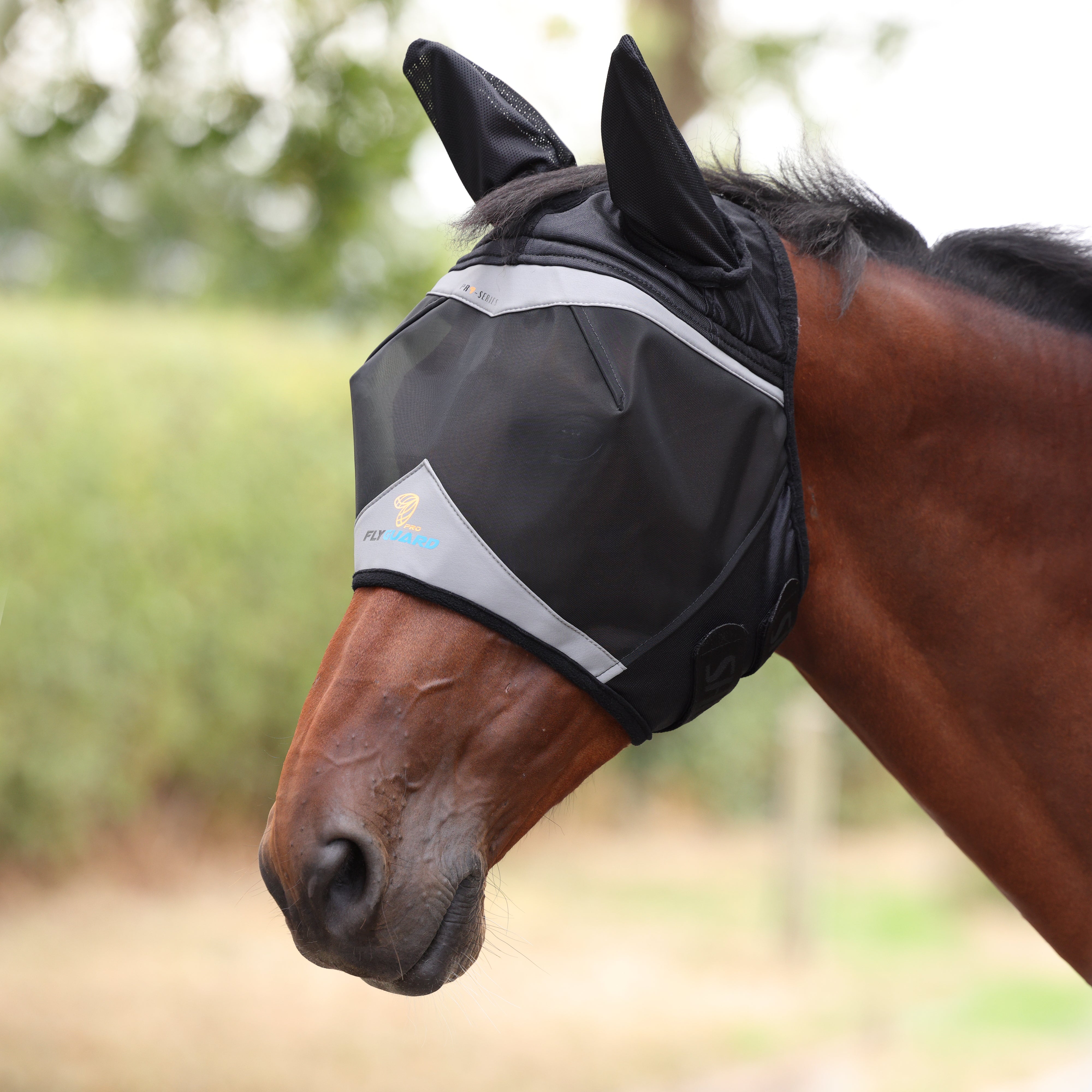 FlyGuard Pro Fine Mesh Fly Mask with Ears & Open Forelock