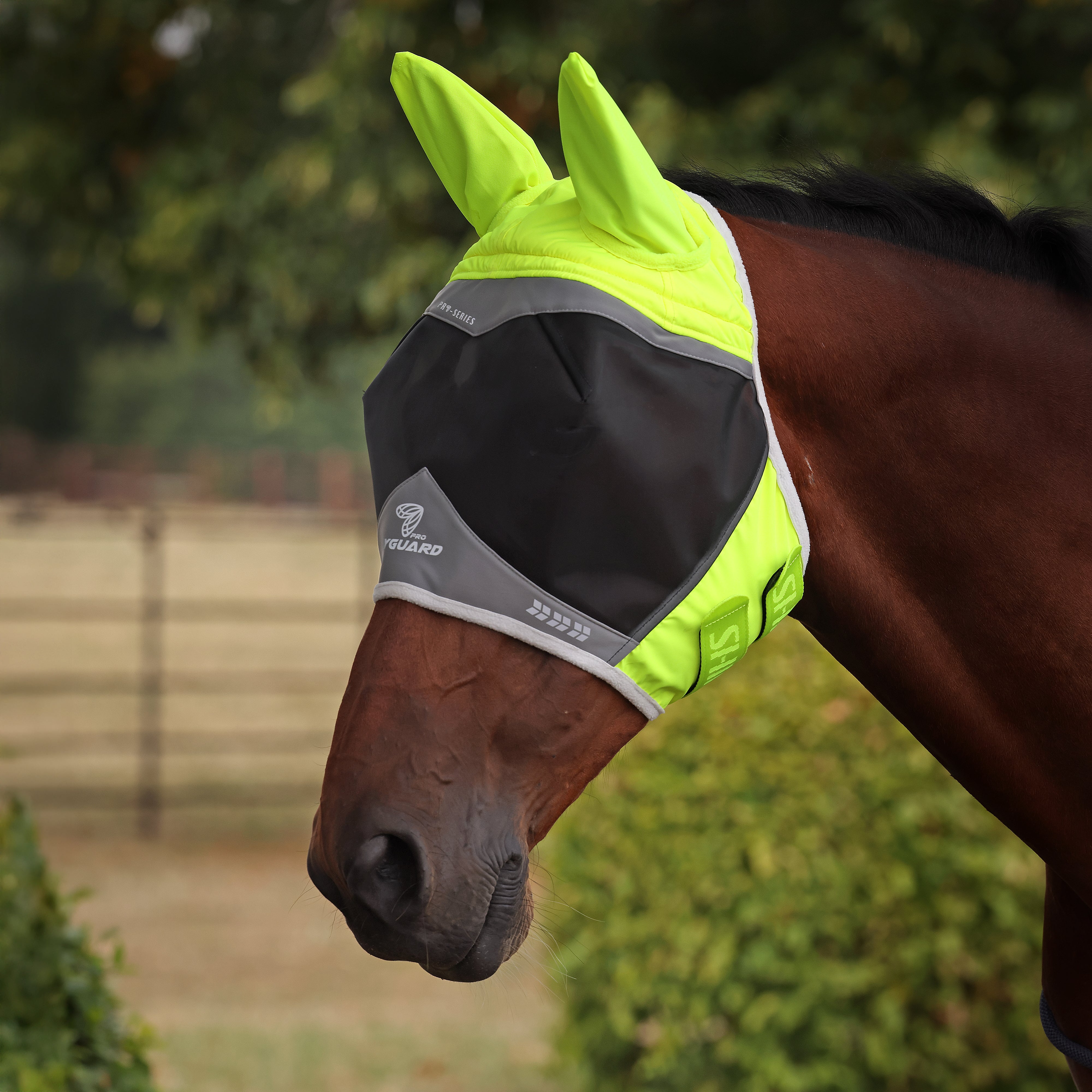 FlyGuard Pro Hi-Viz Fine Mesh Fly Mask with Ears