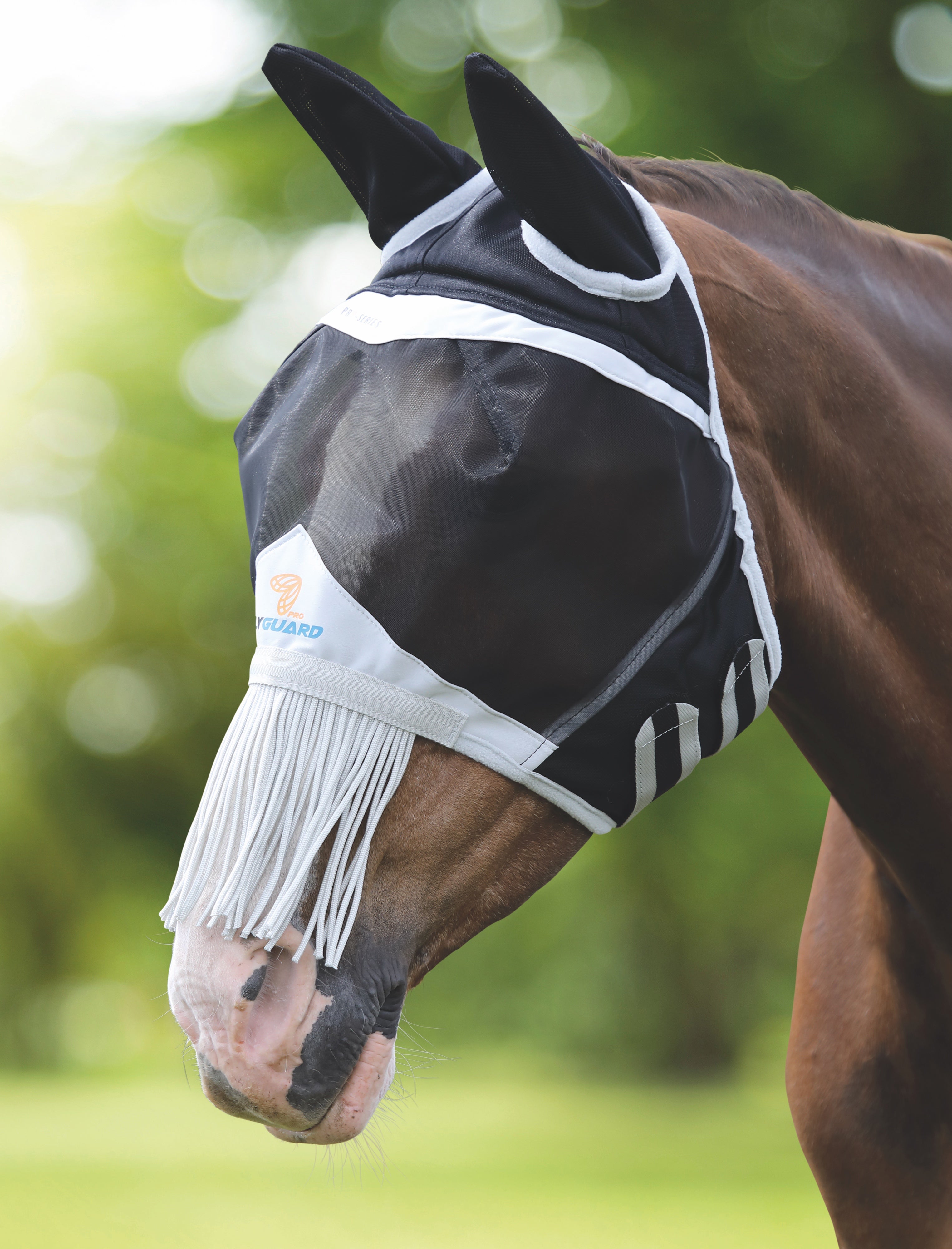 FlyGuard Pro Fine Mesh Fly Mask with Ears &  Nose Fringe