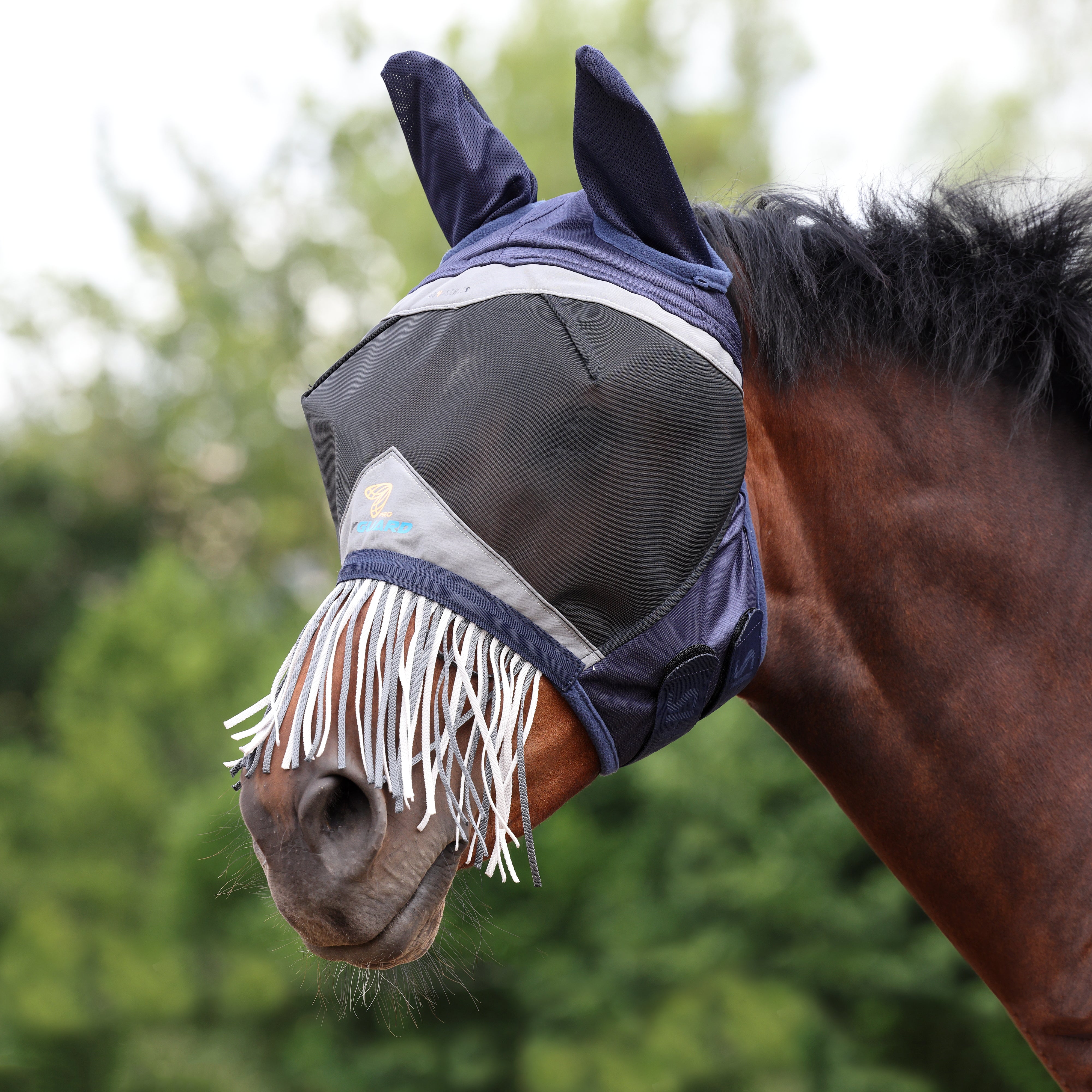 FlyGuard Pro Fine Mesh Fly Mask with Ears &  Nose Fringe