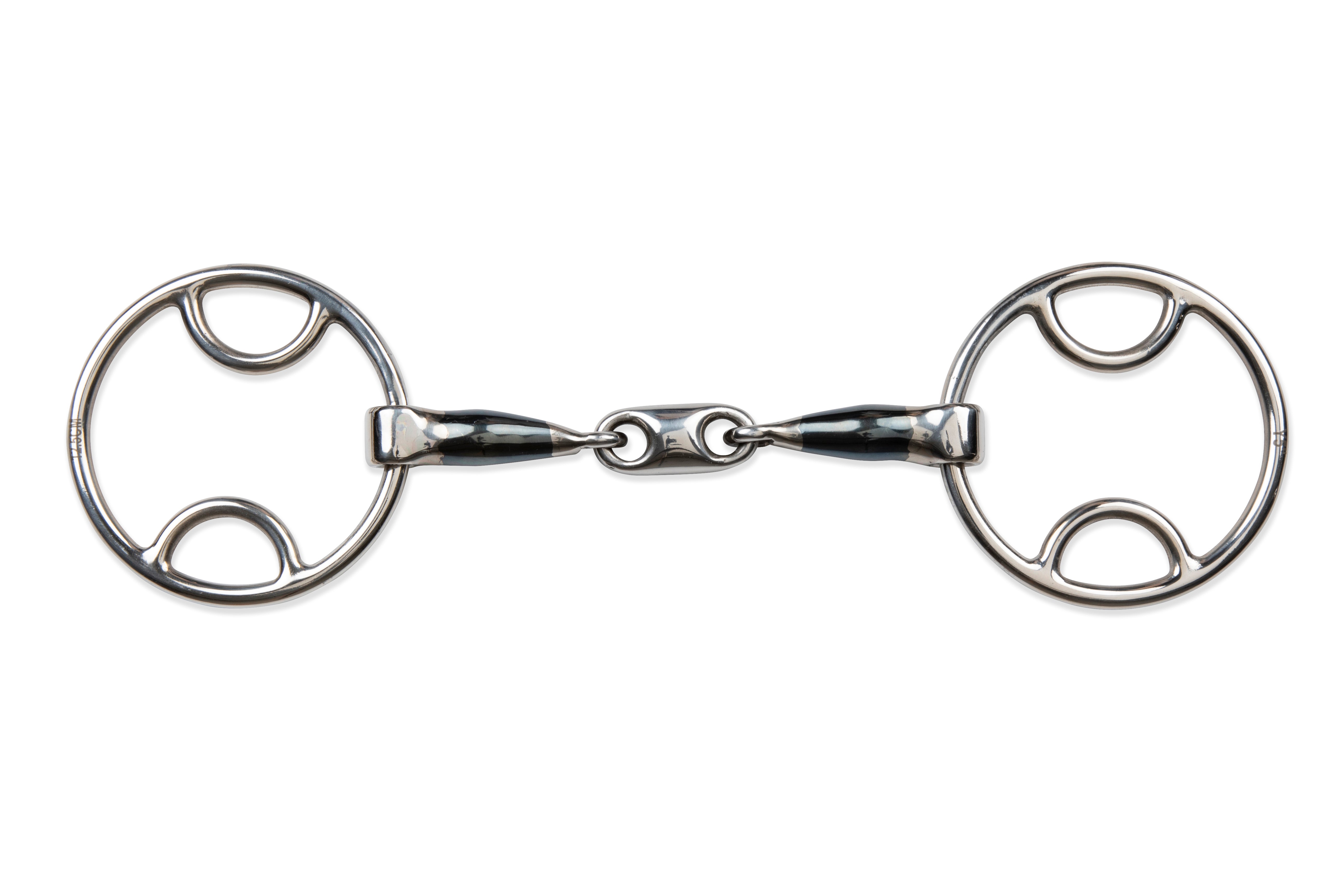 On Time Trader England Ported Blue Sweet Iron Snaffle Loose Ring Horse Bit - ALL SIZES